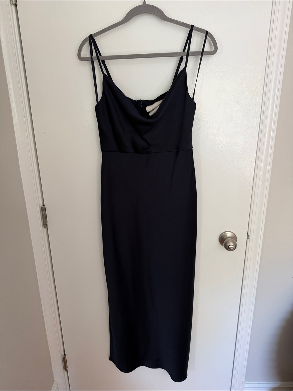 BHLDN Black Cowl Neck Midi Slip Dress